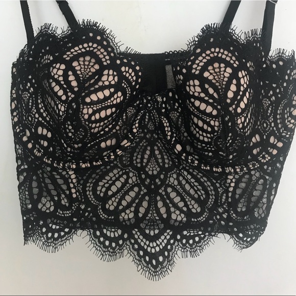 black lace strapless bustier